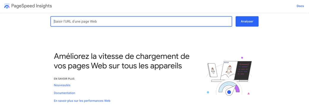 Interface Google PageSpeed Insights